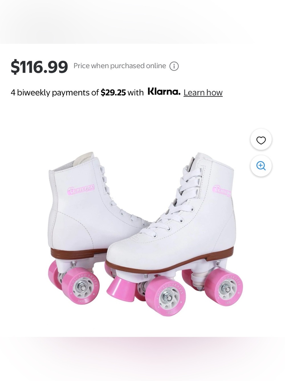 Champion White and Pink Classic Girls' Quad Roller Skates